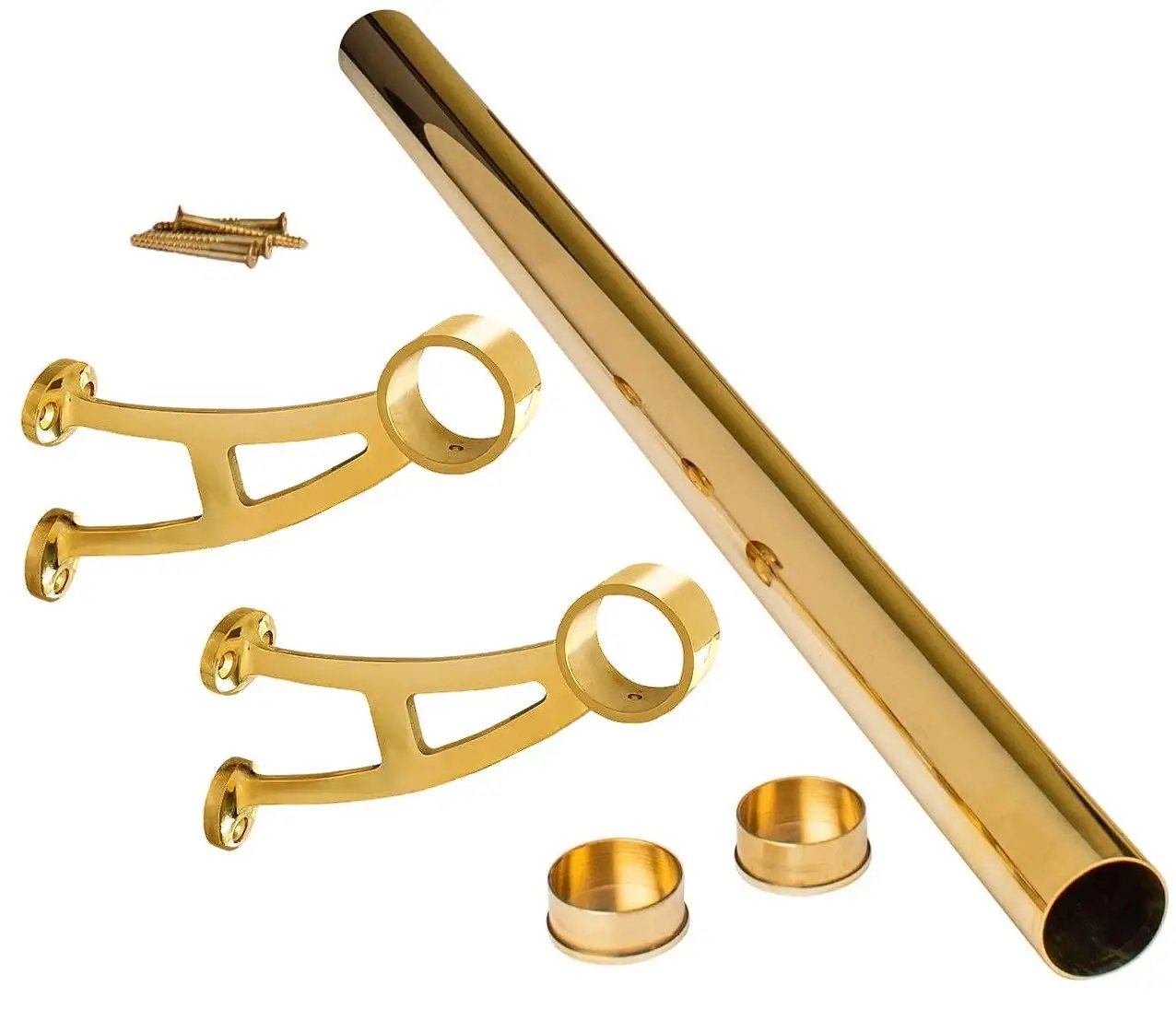 4 FT Solid Polished Brass Bar Foot Rail Kit - Trade Diversified