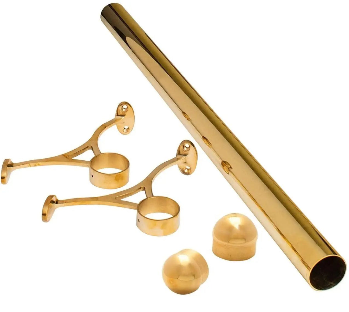 4 FT Polished Brass Bar Foot Rail Kit - Trade Diversified
