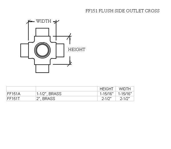Flush Side Outlet Cross for 1-1/2" Tubing - Trade Diversified
