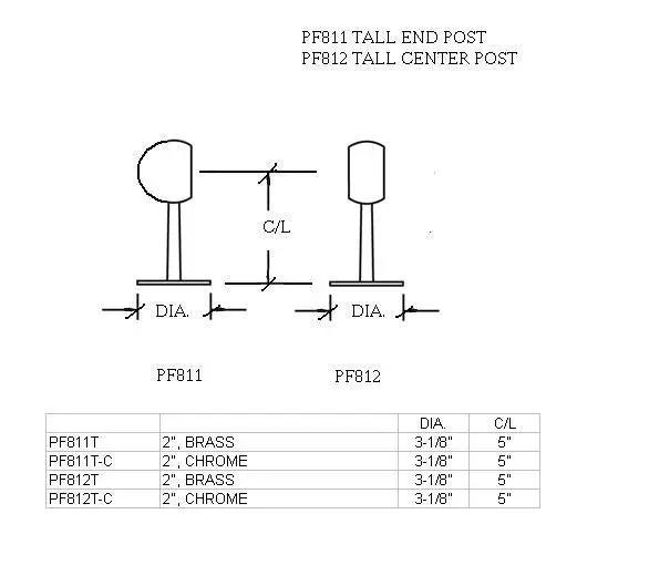 6" Tall Ball Center Post For 2" Tubing - Trade Diversified