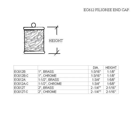 Filigree End Cap for 1" Tubing - Trade Diversified