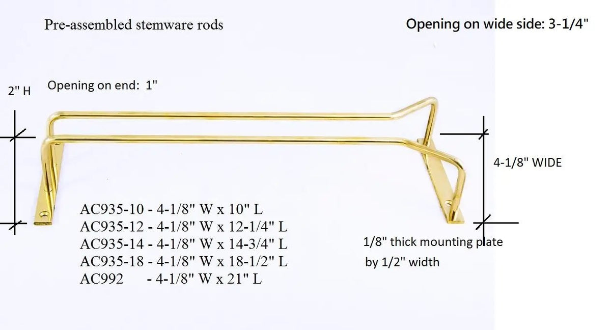 14-3/4"L Pre-Assembled Stemware Rods Stemware Rods & Glass RacksTrade Diversified