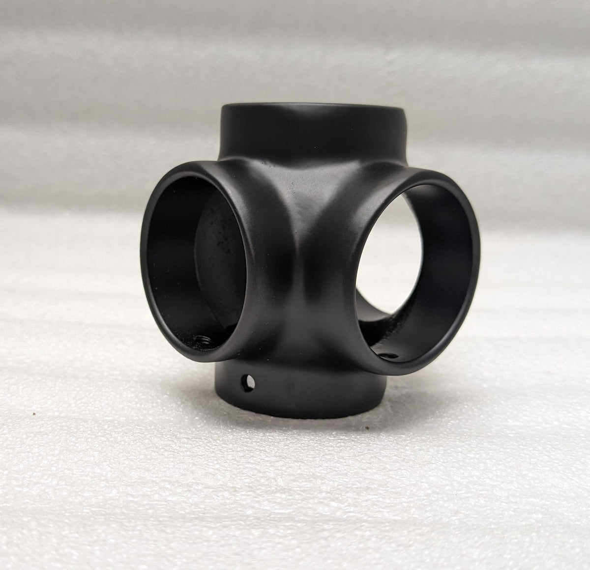 Ball Side Outlet Cross for 2" Tubing Ball Fittings, Components for 2" Od Tubing MatteBlackPowderCoatedFinish Trade Diversified