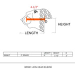 Lion Head Elbow Bracket BRACKETS,ANIMAL-FIGURE BRACKETS,COMPONENTS FOR 2" OD TUBINGTrade Diversified