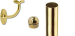 4 Foot Wall Mount Handrail Kit Hand Rail Kits 2PolishedBrassWithDomedEndCaps Trade Diversified