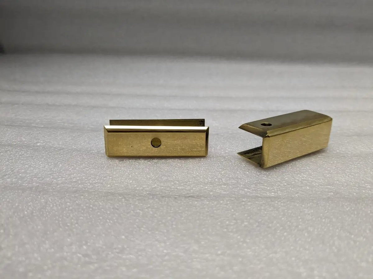 Channel Clip 1/2" Opening X 2" Long in polished brass Tubing & U-channels, Collars, Adapters & Glass ClipsTrade Diversified