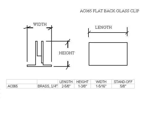 Flat Glass Center Clip for 1/4" Glass - Trade Diversified