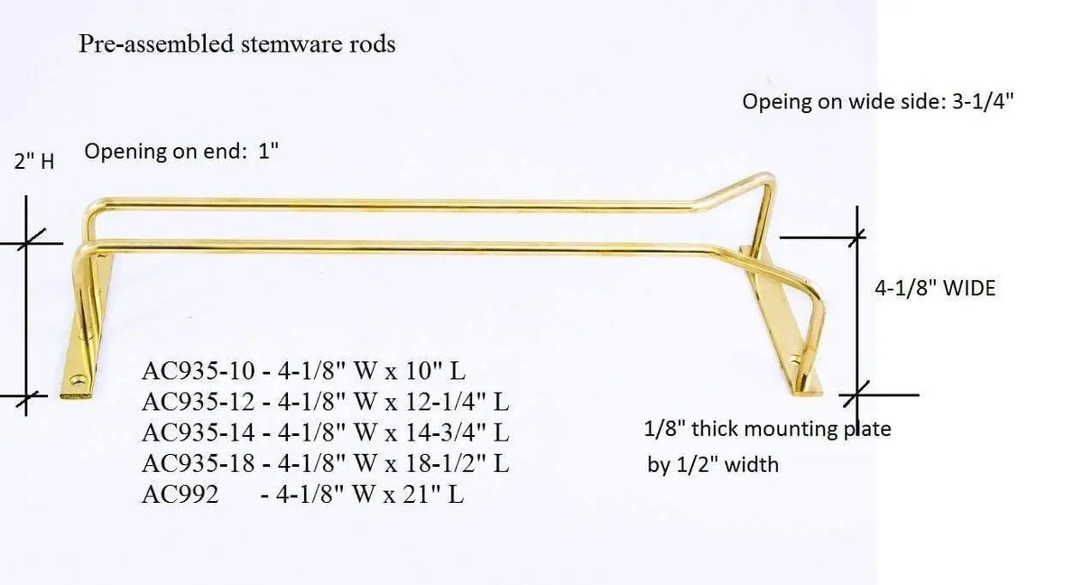 18-1/2" L Pre-Assembled Stemware Rods Stemware Rods & Glass RacksTrade Diversified