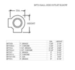 Ball Side Outlet Elbow for 3" Tubing - Trade Diversified