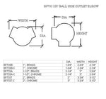 135° Ball Side Outlet Elbow for 1" Tubing Ball Fittings, Components for 1" Od TubingTrade Diversified