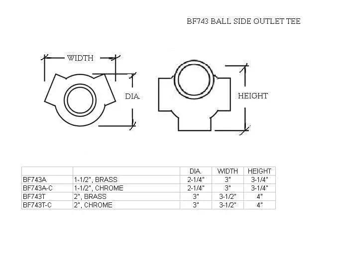 135° Ball Side Outlet Tee for 2" Tubing