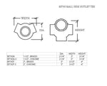 135° Ball Side Outlet Tee for 2" Tubing Ball Fittings, Components for 1-1/2" Od Tubing OilRubbedBronzeFinish-PleaseCall Trade Diversified