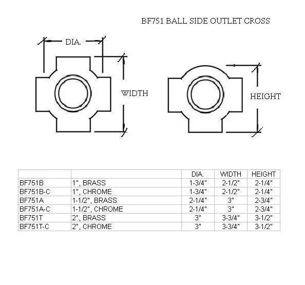 Ball Side Outlet Cross for 1" Tubing - Trade Diversified