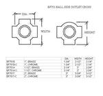 Ball Side Outlet Cross for 1" Tubing - Trade Diversified