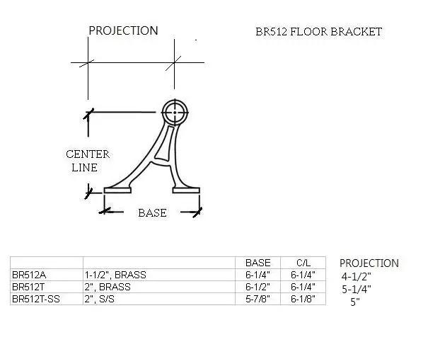 Floor-Mount Bracket for 1-1/2" Tubing - Trade Diversified