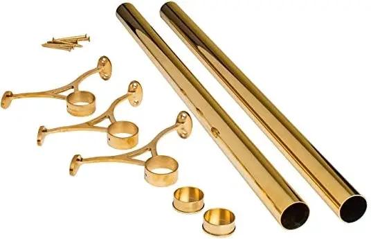 4 FT Polished Brass Bar Foot Rail Kit - Trade Diversified