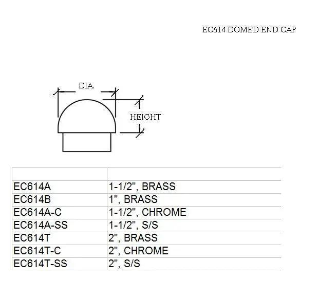 Domed End Cap for 1-1/2" Tubing - Trade Diversified