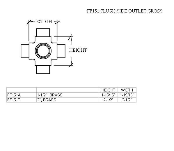 Flush Side Outlet Cross for 2" Tubing - Trade Diversified
