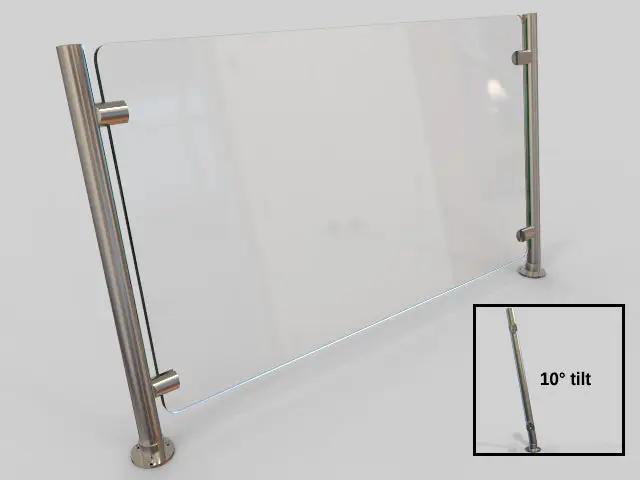 Glass Partition with 10-Degree Slant Posts - Trade Diversified