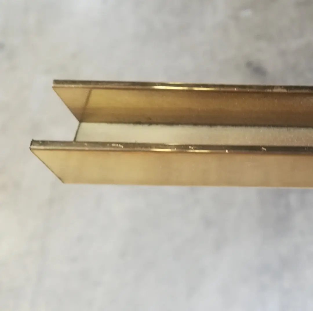 6 Foot Flat Back polished brass U-channel for 1/4
